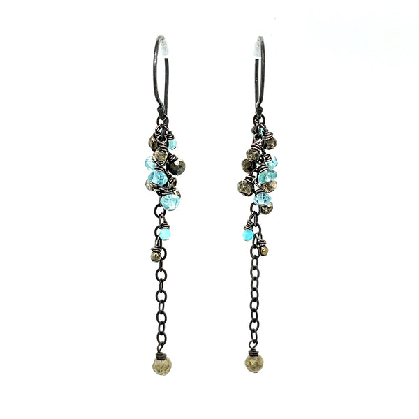 2024 Apatite gemstone gold chandelier earrings